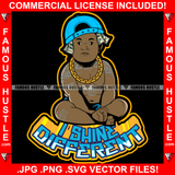 I Shine Different Gangster Baby Boy Diaper Body Tattoo Gold Jewelry Money Cash Cap Hat Hip Hop Rap Plug Trap Street Hood Ghetto Thug Hustler Hustling Famous Hustle Rich Quote Art Graphic Design Logo T-Shirt Print Printing JPG PNG SVG Vector Cut File