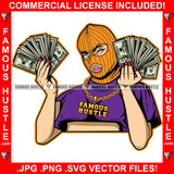 Sexy Gangster Woman Ski Mask Lady Female Gold Chain Necklace Cash Money Burglar Hip Hop Rap Rapper Street Hood Ghetto Thug Hustler Hustling Flex Drip Famous Hustle Pinup Pin Up Art Graphic Design Logo T-Shirt Print Printing JPG PNG SVG Vector Cut File