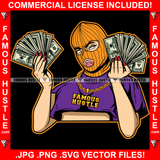 Sexy Gangster Woman Ski Mask Lady Female Gold Chain Necklace Cash Money Burglar Hip Hop Rap Rapper Street Hood Ghetto Thug Hustler Hustling Flex Drip Famous Hustle Pinup Pin Up Art Graphic Design Logo T-Shirt Print Printing JPG PNG SVG Vector Cut File