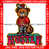Hustle Gangster Teddy Bear Angry Scar Face Bandage Gold Necklace Jewelry Cash Money Bag T-shirt Jeans Cap Sneaker Hip Hop Rap Trap Street Hood Thug Hustler Drip Famous Quote Art Graphic Design Logo T-Shirt Print Printing JPG PNG SVG Vector Cut File