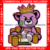 Big Dreams Gangster King Teddy Bear Scar Mean Face Cash Money Bundles Gold Coins Hip Hop Rap Rapper Plug Trap Ghetto Swag Thug Hustler Hustling Famous Hustle Baller Trapper Art Graphic Design Logo T-Shirt Print Printing JPG PNG SVG Vector Cut File