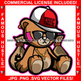 Bag Chaser Dripping Cute Teddy Bear Black Glasses Gold Necklace Cap Cash Money Bags Hip Hop Plug Trap Hood Ghetto Swag Thug Hustler Hustling Famous Hustle Baller Trapper Art Graphic Design Logo T-Shirt Print Printing JPG PNG SVG Vector Cut File