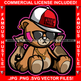 Bag Chaser Dripping Cute Teddy Bear Black Glasses Gold Necklace Cap Cash Money Bags Hip Hop Plug Trap Hood Ghetto Swag Thug Hustler Hustling Famous Hustle Baller Trapper Art Graphic Design Logo T-Shirt Print Printing JPG PNG SVG Vector Cut File