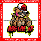 Bag Chaser Dripping Cute Teddy Bear Black Glasses Gold Necklace Cap Cash Money Bags Hip Hop Plug Trap Hood Ghetto Swag Thug Hustler Hustling Famous Hustle Baller Trapper Quote Art Graphic Design Logo T-Shirt Print Printing JPG PNG SVG Vector Cut File