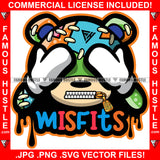 Misfit Dripping Stitched Face Teddy Bear Hands On Eyes Zipper Mouth Stitches Dreads Tattoo Hip Hop Rap Hustler Boss Drip Swag Famous Hustle Quote Art Graphic Design Logo T-Shirt Print Printing JPG PNG SVG Vector Cut File