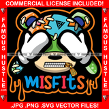 Misfit Dripping Stitched Face Teddy Bear Hands On Eyes Zipper Mouth Stitches Dreads Tattoo Hip Hop Rap Hustler Boss Drip Swag Famous Hustle Quote Art Graphic Design Logo T-Shirt Print Printing JPG PNG SVG Vector Cut File