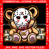Big Dreams Gangster Killer Teddy Bear Hockey Mask Blood Dripping Gold Jewelry Cash Bundles Hip Hop Rap Plug Trap Street Hood Ghetto Swag Thug Famous Hustle Baller Trapper Art Graphic Design Logo T-Shirt Print Printing JPG PNG SVG Vector Cut File