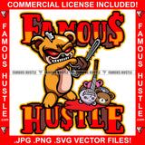 Famous Hustle Horror Gangster Teddy Bear Ripped Stuffing Coming Out Cutting Op Opp Opponent Heads Off With Chainsaw Knife Hip Hop Rap Plug Trap Street Swag Thug Trapper Quote Art Graphic Design Logo T-Shirt Print Printing JPG PNG SVG Vector Cut File