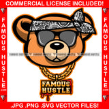 Trapstar Drugs Gangster Teddy Bear Head Bandanna Black Glasses Dollar Sign Earrings Gold Jewelry Hip Hop Plug Street Hood Ghetto Swag Thug Hustler Hustling Famous Hustle Art Graphic Design Logo T-Shirt Print Printing JPG PNG SVG Vector Cut File