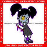 Famous Hustle Horror Gangster Girl Holding Bloody Chainsaw Blood Missing Button Eye Staples Hip Hop Woman Rap Lady Rapper Female Demon Rapper Dope Emo Scary Gothic Rap Art Graphic Design Logo T-Shirt Print Printing JPG PNG SVG Vector Cut File