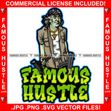 Famous Hustle Gangster Dead President Ben Franklin Face Cash Bandanna Gold Jewelry Machine Gun Sneakers Hip Hop Rap Rapper Street Hood Ghetto Swag Thug Hustler Hustling Drip Savage Gangsta Quote Rich Art Graphic Design Print Printing Vector SVG Cut File