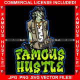 Famous Hustle Gangster Dead President Ben Franklin Face Cash Bandanna Gold Jewelry Machine Gun Sneakers Hip Hop Rap Rapper Street Hood Ghetto Swag Thug Hustler Hustling Drip Savage Gangsta Quote Rich Art Graphic Design Print Printing Vector SVG Cut File