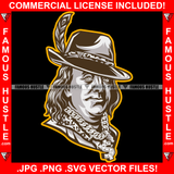 Trap Star Drug Gangster President Ben Franklin Hat Cap Jewelry Dollar Sign Hip Hop Rap Rapper Plug Trap Street Hood Ghetto Swag Thug Hustling Famous Hustle Baller Trapper Art Graphic Design Logo T-Shirt Print Printing JPG PNG SVG Vector Cut File