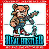 Gangster Teddy Bear Smoking Marijuana Joint Blunt Machine Gun Cash Money Bag Gold Chain Scared Rat Hip Hop Rap Drip Trap Street Hood Ghetto Thug Mafia Mob Gang Famous Hustle Quote Art Graphic Design Logo T-Shirt Print Printing JPG PNG SVG Vector Cut File