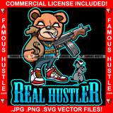Gangster Teddy Bear Smoking Marijuana Joint Blunt Machine Gun Cash Money Bag Gold Chain Scared Rat Hip Hop Rap Drip Trap Street Hood Ghetto Thug Mafia Mob Gang Famous Hustle Quote Art Graphic Design Logo T-Shirt Print Printing JPG PNG SVG Vector Cut File