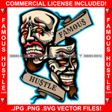 Famous Hustle Laugh Now Cry Later Joker Faces Smilling Crying Tears Beared Hip Hop Rap Rapper Plug Trap Street Hood Ghetto Swag Thug Hustler Hustling Baller Trapper Quote Art Graphic Design Logo T-Shirt Print Printing JPG PNG SVG Vector Cut File