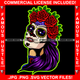Famous Hustle Sexy Lady Joker Face Makeup Red Roses Halo Crown Hip Hop Rap Rapper Plug Trap Street Hood Ghetto Swag Thug Hustler Hustling Baller Trapper Art Graphic Design Logo T-Shirt Print Printing JPG PNG SVG Vector Cut File