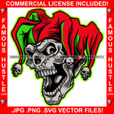 Famous Hustle Trap Gangster Joker Scary Skull Face Eye Hip Hop Rap Rapper Plug Trap Street Hood Ghetto Swag Thug Hustler Hustling Baller Trapper Art Graphic Design Logo T-Shirt Print Printing JPG PNG SVG Vector Cut File