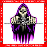 Savage Skull Skeleton Grim Reaper Hooded Pistol Guns Angry Street Legend Hip Hop Rap Plug Trap Street Hood Swag Thug Hustler Hustling Famous Hustle Baller Trapper Art Graphic Design Logo T-Shirt Print Printing JPG PNG SVG Vector Cut File