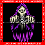 Savage Skull Skeleton Grim Reaper Hooded Pistol Guns Angry Street Legend Hip Hop Rap Plug Trap Street Hood Swag Thug Hustler Hustling Famous Hustle Baller Trapper Art Graphic Design Logo T-Shirt Print Printing JPG PNG SVG Vector Cut File