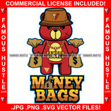 Money Bags Gangster Teddy Bear Bucket Hat Scar Face Gold Chain Jewelry Cash Money Bags Hip Hop Rap Trap Street Hood Ghetto Swag Thug Hustler Hustling Famous Hustle Rich Quote Art Graphic Design Logo T-Shirt Print Printing JPG PNG SVG Vector Cut File