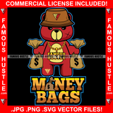 Money Bags Gangster Teddy Bear Bucket Hat Scar Face Gold Chain Jewelry Cash Money Bags Hip Hop Rap Trap Street Hood Ghetto Swag Thug Hustler Hustling Famous Hustle Rich Quote Art Graphic Design Logo T-Shirt Print Printing JPG PNG SVG Vector Cut File