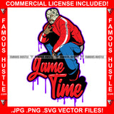 Game Time Gangster Cash Money 100 Dollar Bill Ski Mask Gold Necklace Hip Hop Rap Rapper Plug Trap Street Hood Ghetto Swag Thug Hustler Hustling Boss Famous Hustle Quote Rich Art Graphic Design Logo T-Shirt Print Printing JPG PNG SVG Vector Cut File