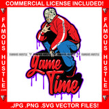 Game Time Dripping Gangster Man White Eyes Cash Money Ski Mask Hand Evil Sign Hip Hop Rap Rapper Plug Trap Street Hood Ghetto Swag Thug Hustling Famous Hustle Baller Trapper Quote Art Graphic Design Logo T-Shirt Print Printing JPG PNG SVG Vector Cut File