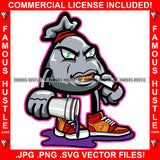 Trap King Dripping Money Bag Cartoon Character Gold Teeth Sneakers Cigar Cup Liquid Hip Hop Rap Rapper Plug Trap Street Hood Thug Hustling Famous Hustle Baller Trapper Art Graphic Design Logo T-Shirt Print Printing JPG PNG SVG Vector Cut File