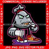 Trap King Dripping Money Bag Cartoon Character Gold Teeth Sneakers Cigar Cup Liquid Hip Hop Rap Rapper Plug Trap Street Hood Thug Hustling Famous Hustle Baller Trapper Art Graphic Design Logo T-Shirt Print Printing JPG PNG SVG Vector Cut File