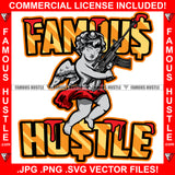 Famous Hustle Drugs Street Demon Gangster Black Angel Wings Statue Machine Gun Hip Hop Rap Plug Trap Street Hood Ghetto Swag Thug Hustler Hustling Baller Trapper Quote Art Graphic Design Logo T-Shirt Print Printing JPG PNG SVG Vector Cut File