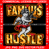 Famous Hustle Drugs Street Demon Gangster Black Angel Wings Statue Machine Gun Hip Hop Rap Plug Trap Street Hood Ghetto Swag Thug Hustler Hustling Baller Trapper Quote Art Graphic Design Logo T-Shirt Print Printing JPG PNG SVG Vector Cut File