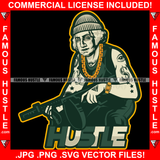 Hustle Gangster George Washington Dead President Cap Machine Gun Gold Jewelry Dollar Sign Eye Tattoos Hip Hop Rap Hustler Boss Drip Swag Plug Trap Hood Thug Street Thug Cash Quote Art Graphic Design Logo T-Shirt Print Printing JPG PNG SVG Vector Cut File