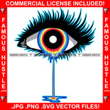 Famous Hustle Sexy Lady Eye Rainbow Dripping Drip Hip Hop Rap Plug Trap Street Hood Ghetto Swag Thug Hustling Drip Rich Art Graphic Design Logo T-Shirt Print Printing JPG PNG SVG Vector Cut File
