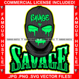 Savage Gangster Ski Mask Gold Jewelry Green Slime Dripping From Eyes & Mouth Hip Hop Rap Rapper Plug Trap Street Hood Ghetto Thug Hustling Drip Demon Trapper Famous Hustle Art Quote Graphic Design Logo T-Shirt Print Printing JPG PNG SVG Vector Cut File