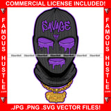 Savage Gangster Black Ski Mask Gold Jewelry Purple Drip Dripping Hip Hop Rap Rapper Plug Trap Street Hood Ghetto Swag Thug Hustling Flex Drip Famous Hustler Demon Trapper Hustling Art Graphic Design Logo T-Shirt Print Printing JPG PNG SVG Vector Cut File