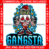 Gangsta Skull Face Cross Eyes Cash Money Bundles In Skull Face Bandanna Head Gold Coins Pistol Guns Sneakers Hip Hop Rap Trap Street Thug Famous Hustle Baller Trapper Quote Art Graphic Design Logo T-Shirt Print Printing JPG PNG SVG Vector Cut File