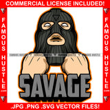 Savage Man Face Black Ski Mask White Eyes Hip Hop Rap Rapper Plug Trap Street Hood Ghetto Swag Thug Hustler Hustling Famous Hustle Baller Trapper Quote Art Graphic Design Logo T-Shirt Print Printing JPG PNG SVG Vector Cut File