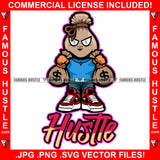 Hustle Money Bag Cartoon Character Cash Bags Dollar Sign Eyes Tattoo Hip Hop Rap Hustler Drip Trap Hood Thug Gang Street Ghetto Rich Famous Quote Art Graphic Design Logo T-Shirt Print Printing JPG PNG SVG Vector Cut File