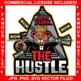 The Hustle Stockbroker Investor Teddy Bear Broken Heart Eyes Investing Money Bag Crown In New York Famous Rap Trap Street Hood Swag Wallstreet Rich Grind Hustler Hustling Quote Art Graphic Design Logo T-Shirt Print Printing JPG PNG SVG Vector Cut File