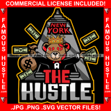 The Hustle Stockbroker Investor Teddy Bear Broken Heart Eyes Investing Money Bag Crown In New York Famous Rap Trap Street Hood Swag Wallstreet Rich Grind Hustler Hustling Quote Art Graphic Design Logo T-Shirt Print Printing JPG PNG SVG Vector Cut File