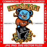 Famous Hustle Gettin Money Angry Teddy Bear Holding Crowbar Stealing Cash Money Standing On Safe Hip Hop Rap Rapper Plug Trap Street Hood Ghetto Thug Hustler Hustling Drip Quote Art Graphic Design Logo T-Shirt Print Printing JPG PNG SVG Vector Cut File