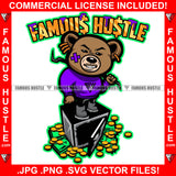 Famous Hustle Gettin Money Angry Teddy Bear Holding Crowbar Stealing Cash Money Standing On Safe Hip Hop Rap Rapper Plug Trap Street Hood Ghetto Thug Hustler Hustling Drip Quote Art Graphic Design Logo T-Shirt Print Printing JPG PNG SVG Vector Cut File
