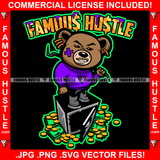 Famous Hustle Gettin Money Angry Teddy Bear Holding Crowbar Stealing Cash Money Standing On Safe Hip Hop Rap Rapper Plug Trap Street Hood Ghetto Thug Hustler Hustling Drip Quote Art Graphic Design Logo T-Shirt Print Printing JPG PNG SVG Vector Cut File