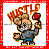 Gangster Teddy Bear Spray Painting Hustle Graffiti Art Tag On Wall Hip Hop Rap Rapper Plug Trap Street Hood Ghetto Swag Thug Hustler Hustling Drip Savage Boss Famous Hustle Quote Art Graphic Design Logo T-Shirt Print Printing JPG PNG SVG Vector Cut File