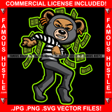 We Run The Streets Teddy Bear Ski Mask Running Cash Raining Jail Dress Hip Hop Rap Plug Trap Street Hood Ghetto Thug Hustler Hustling Drip Famous Hustle Art Graphic Design Logo T-Shirt Print Printing JPG PNG SVG Vector Cut File