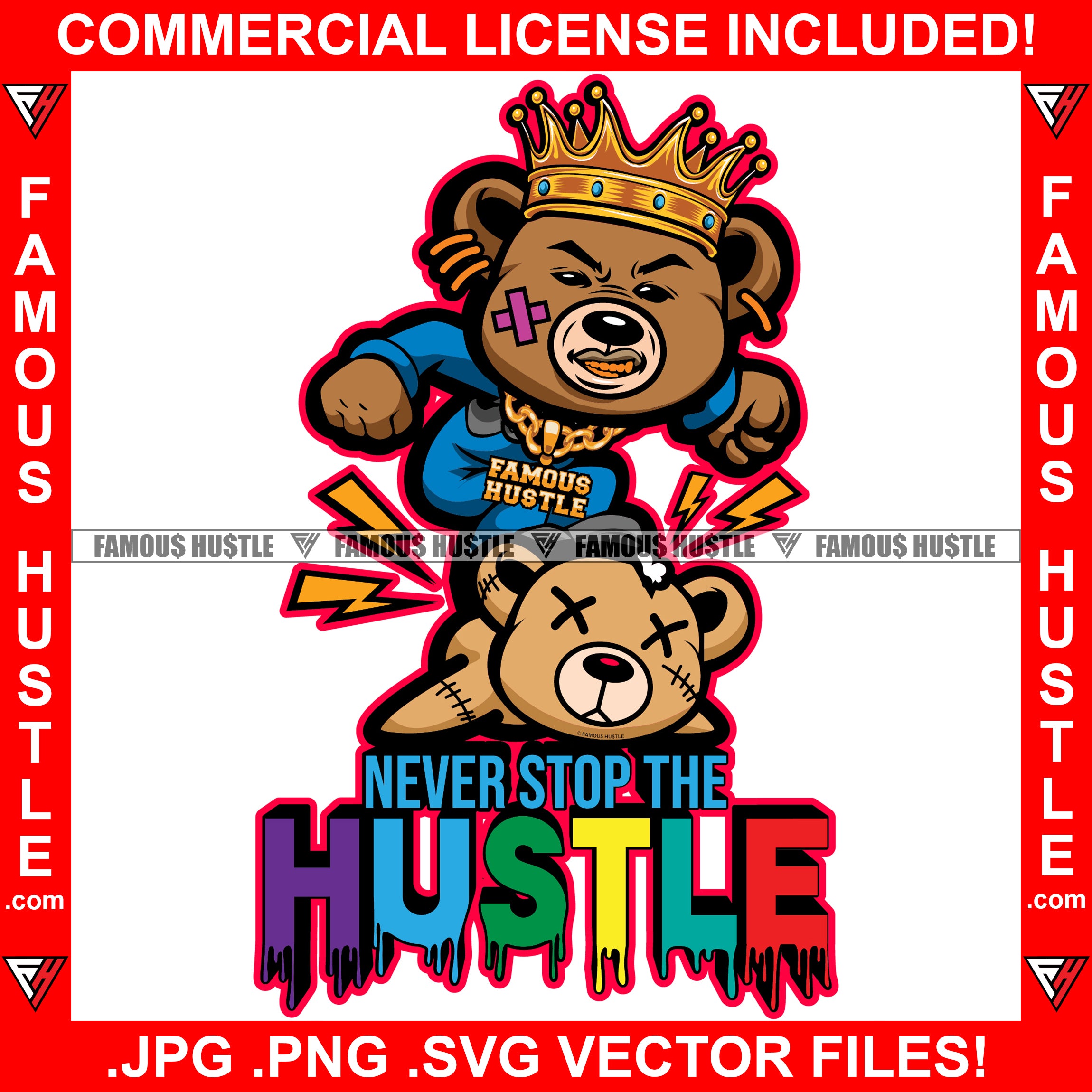 Teddy Bear King SVG Gangster Bear SVG Cutting File Digital 