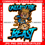 Unleash The Beast Gangster Teddy Bear King Gold Teeth Necklace Stomping Opp Opponent Tattoo Cartoon Hip Hop Rap Drip Trap Hood Thug Mob Ghetto Street Famous Hustle Quote Art Graphic Design Logo T-Shirt Print Printing JPG PNG SVG Vector Cut File