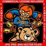 Angry Teddy Bear Mean Face Gold Teeth Jewelry Killing Op Opp Stomping Opponent Enemy Rapper Plug Trap Street Hood Ghetto Swag Thug Hustler Hustling Famous Hustle Killer Art Graphic Design Logo T-Shirt Print Printing JPG PNG SVG Vector Cut File