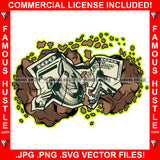 Dirty Money Cash $100 Bill Cash Muddy Hip Hop Rap Rapper Plug Trap Street Hood Ghetto Swag Thug Hustler Hustling Famous Hustle Baller Trapper Art Graphic Design Logo T-Shirt Print Printing JPG PNG SVG Vector Cut File